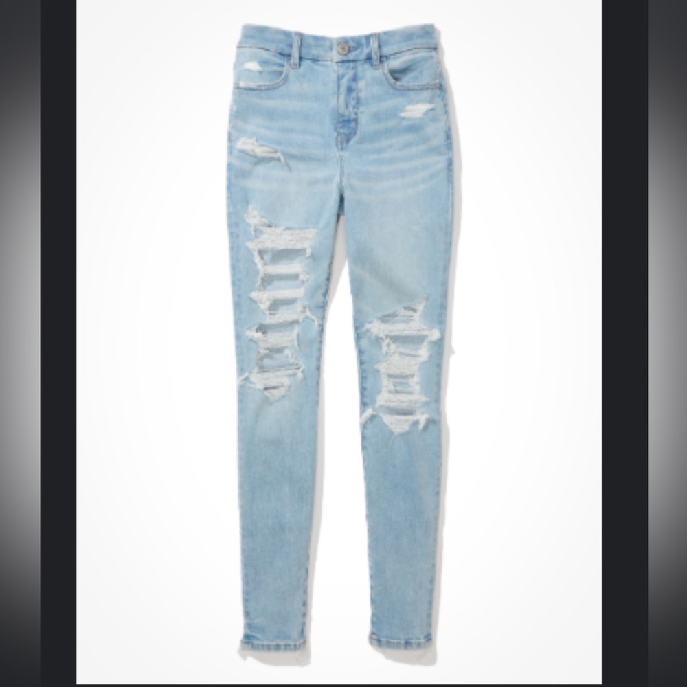 American Eagle Outfitters Light Blue Ripped Skinny Jeans